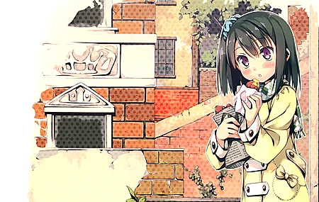 动漫女孩 糕点 电脑 无水印壁纸 4987×3131