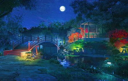 夜景 月亮 星星 星星的天空 桥梁 森林 自然 河 水 树 电脑 壁纸 3840×2160