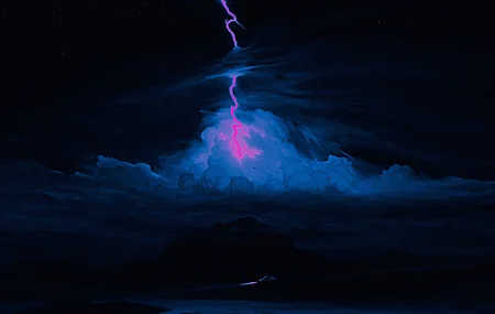 数字艺术 黑暗幻想 霓虹灯 闪电 海浪 自然 云 魔法 黑暗 电脑 壁纸 3840×2160
