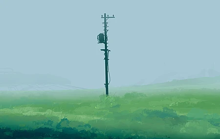 优雅 动画 天空 草 杆 雾 艺术品 电脑 4K高清壁纸 5640×2400