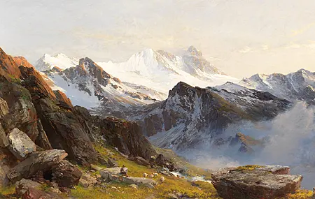 超清绘画 风景 自然 山脉 电脑 手机壁纸 4096×2853