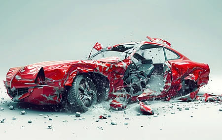 AI艺术 残骸 红色 汽车 电脑 壁纸 5824×3264