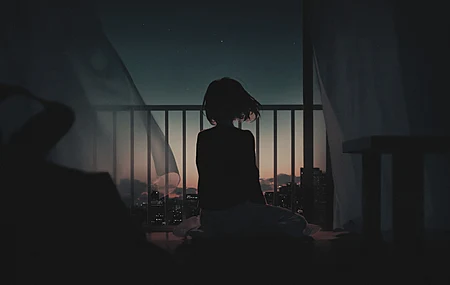 动漫女孩 影子 剪影 电脑 4K高清壁纸 5160×2160