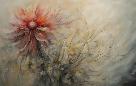 花园 红色 抽象 油画 电脑 壁纸 5376×3072