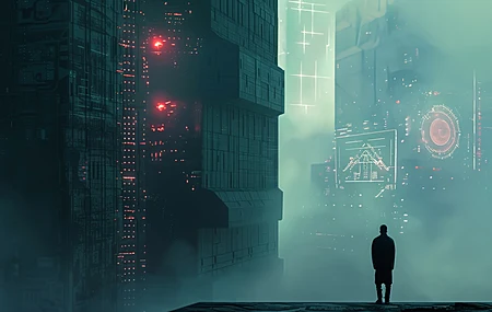 人工智能艺术 插图 城市 赛博朋克 剪影 电脑 手机壁纸 5824×3264
