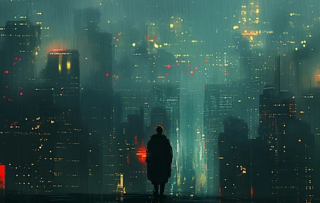 人工智能艺术 插图 城市 赛博朋克 剪影 电脑 无水印壁纸 5824×3264