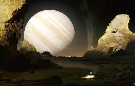 绝美空间艺术 景观 行星 岩石形成 阳光 车辆 木星 星星 电脑 高清壁纸 3840×2160