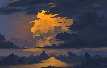 热门插图 风景 云 日落 天空 山 河 自然 电脑 高清壁纸 3840×2160