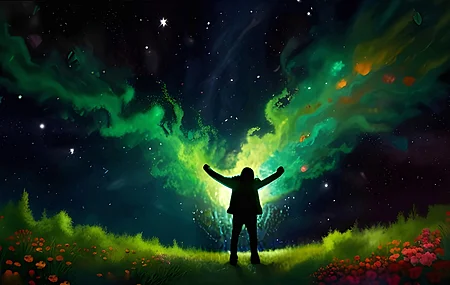自然 插图 人工智能艺术 极光 星夜 五颜六色 电脑 4K高清壁纸 4096×2284