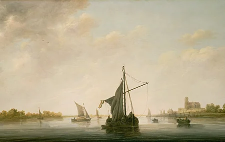 艺术品 现实主义 海 云 日出 帆船 天空 绘画 油画 电脑 壁纸 5451×2529
