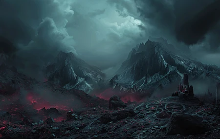 精选魔幻 火山 云 荒地 灰烬 电脑贴纸 4K贴纸 壁纸 5824×3264