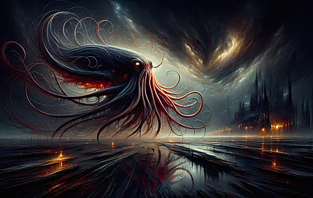 章鱼怪 黑暗幻想 幻想城堡 电脑贴纸 4K贴纸 壁纸 5760×3291