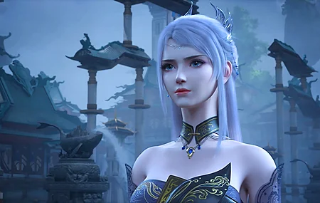 绝美动漫少女 蓝色 游戏视觉 电脑贴纸 4K贴纸 壁纸 3840×2160