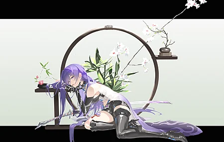 热门动漫 动漫女孩 竹子 梅花 清新 电脑 壁纸 4200×3069