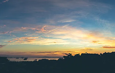 天空 早晨 云 飞机 水 蓝天 太阳 电脑 壁纸 7258×2864