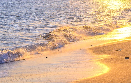 海滩 日落 水 沙子 阳光 波浪 自然 电脑 手机壁纸 3840×2160