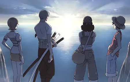 海贼王 路飞 数字艺术 动漫 动漫男孩 武士刀 动漫女孩 海盗 天空 电脑 壁纸 3840×2160