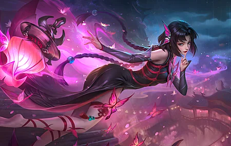 奇幻女孩 中国服装 灯笼 蝴蝶 电子游戏艺术 数字艺术 壁纸 5360×2816
