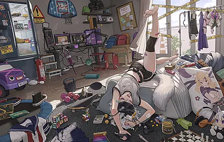 白发 虚拟 房间 女孩 壁纸 3840×2160