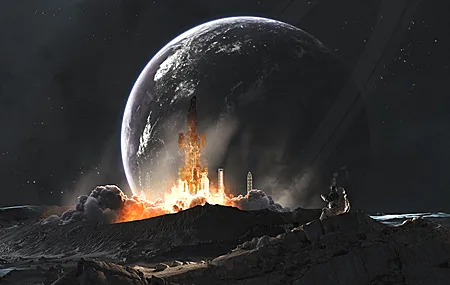 经典宇航员 数字艺术 艺术品 插图 空间 科幻 小说 行星 岩石 烟雾 宇宙 飞船 手机壁纸 3840×2400