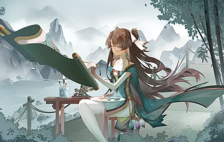 经典马尾辫 呼啸之浪 汉服 国风 电子游戏 卷轴 动漫 女孩 手机壁纸 3840×2160