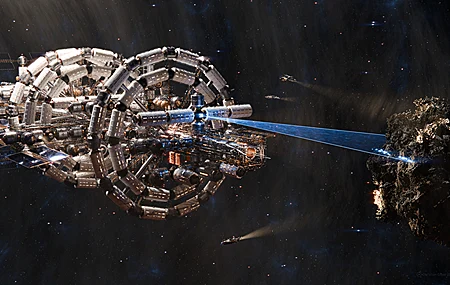 绚丽小行星 文明 圆顶 空间站 宇宙 飞船 4K壁纸 4096×2160