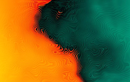 抽象 橙色 绿色 波浪线 4K高清壁纸 3840×2400