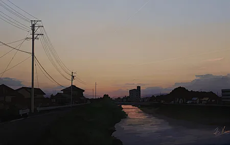热门黄昏 运河 轨迹 电线杆 云 数字 艺术 艺术品 手机壁纸 3840×2160