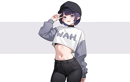 精选短发 肚子 腿 蓝田 动漫 女孩 极简主义 简单背景 白色背景 尖耳朵 紧身裤 紧身衣服 壁纸 3840×2160