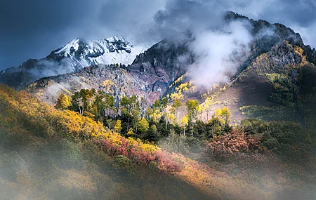 经典摄影 风景 山脉 云 森林 树木 雾 雪 高清壁纸 3840×2160