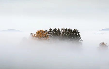 绚丽自然 树木 云 山雾 天空 秋天 无水印壁纸 3840×2160