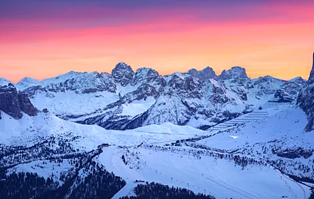 风景 天空 阳光 日落 雪 环境 树木 森林 冬天 橙色天空 山顶 4K壁纸 5145×3216