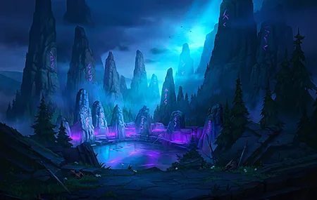 精选绘画 风景 山脉 黑暗夜 符文 石 森林 桌面壁纸 3840×2550