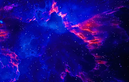 星星 空间 蓝色 红色 霓虹 明亮 壁纸 5120×2880