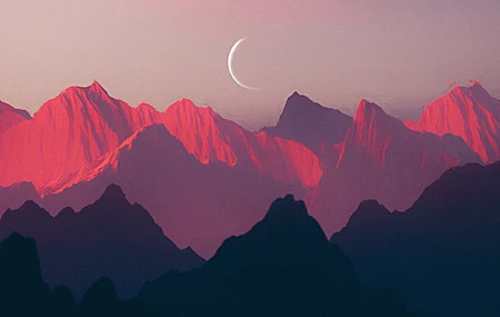经典数字艺术 艺术品 插图 数字 绘画 风景 山脉 阳光 月亮 桌面壁纸 3840×2160