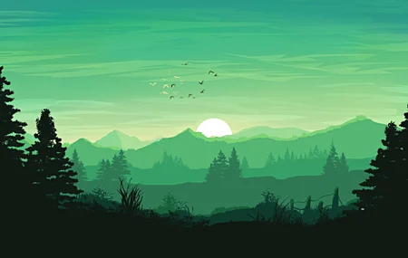 风景 自然 日落 绿色 背景 载体 极简主义 桌面壁纸 7680×4320