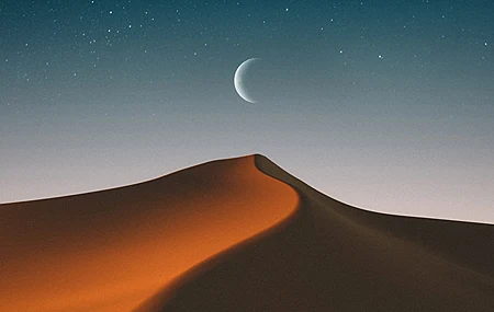 数字 艺术 插图 数字绘画 风景 自然 夜 月亮 星星 天空 沙丘 沙漠 壁纸 3840×2160