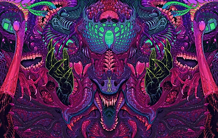 热门生物实体 布洛克螺旋 迷幻 超现实 混乱 丰富多彩 数字艺术 高清壁纸 5600×2614
