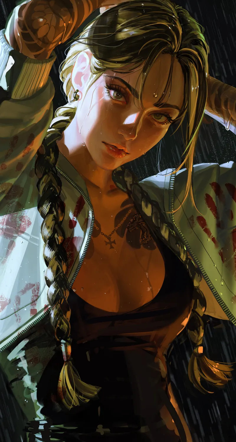 原创 人物 辫子 雨 艺术品 绘画 手机手机 4K壁纸 4000×4823