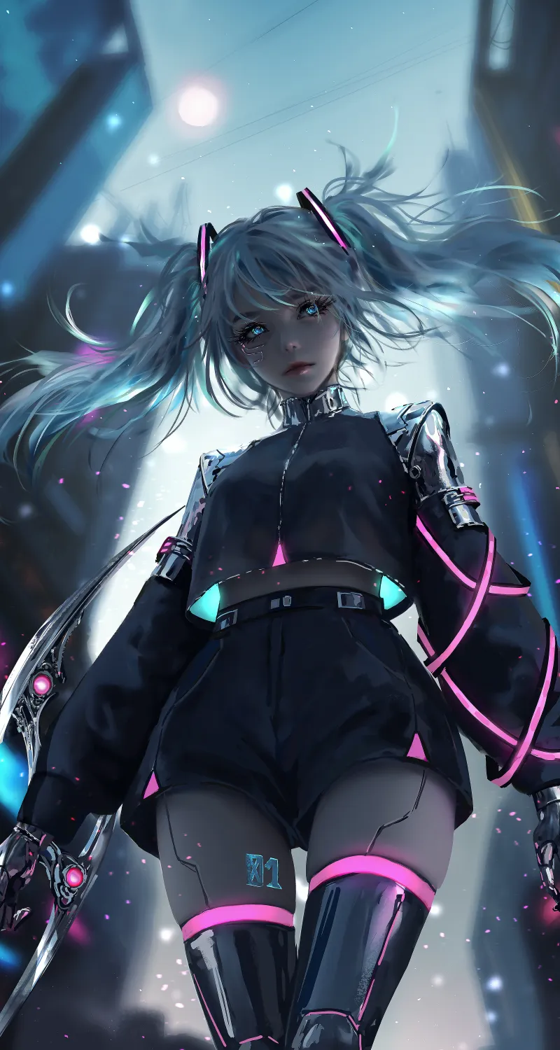 高清Nieu 女人 长发 蓝头发 数字艺术 艺术品 插图 数字 绘画 初音未来 动漫 女孩 肖像 模糊背景 手机 无水印壁纸 5312×8534