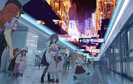超清警察 城市 火车 女孩 地铁 地铁站 小女孩 兔子 4K壁纸 4802×2480