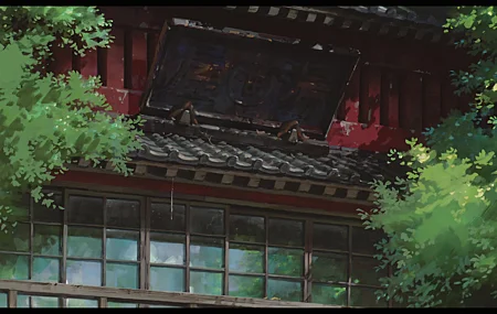 热门动漫 橱窗 千与千寻 宫崎骏 房屋 高清壁纸 5760×3240