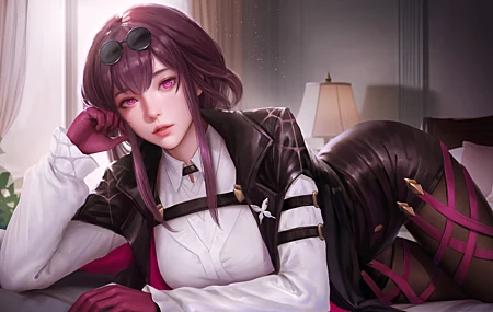 热门电子 游戏 女孩 动漫 艺术品 绘画 墨镜 手套 制服 高清壁纸 5486×3200