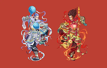 敖丙 哪吒 红色背景 高清 带鱼屏魔童闹海 2K 壁纸 3440×1440
