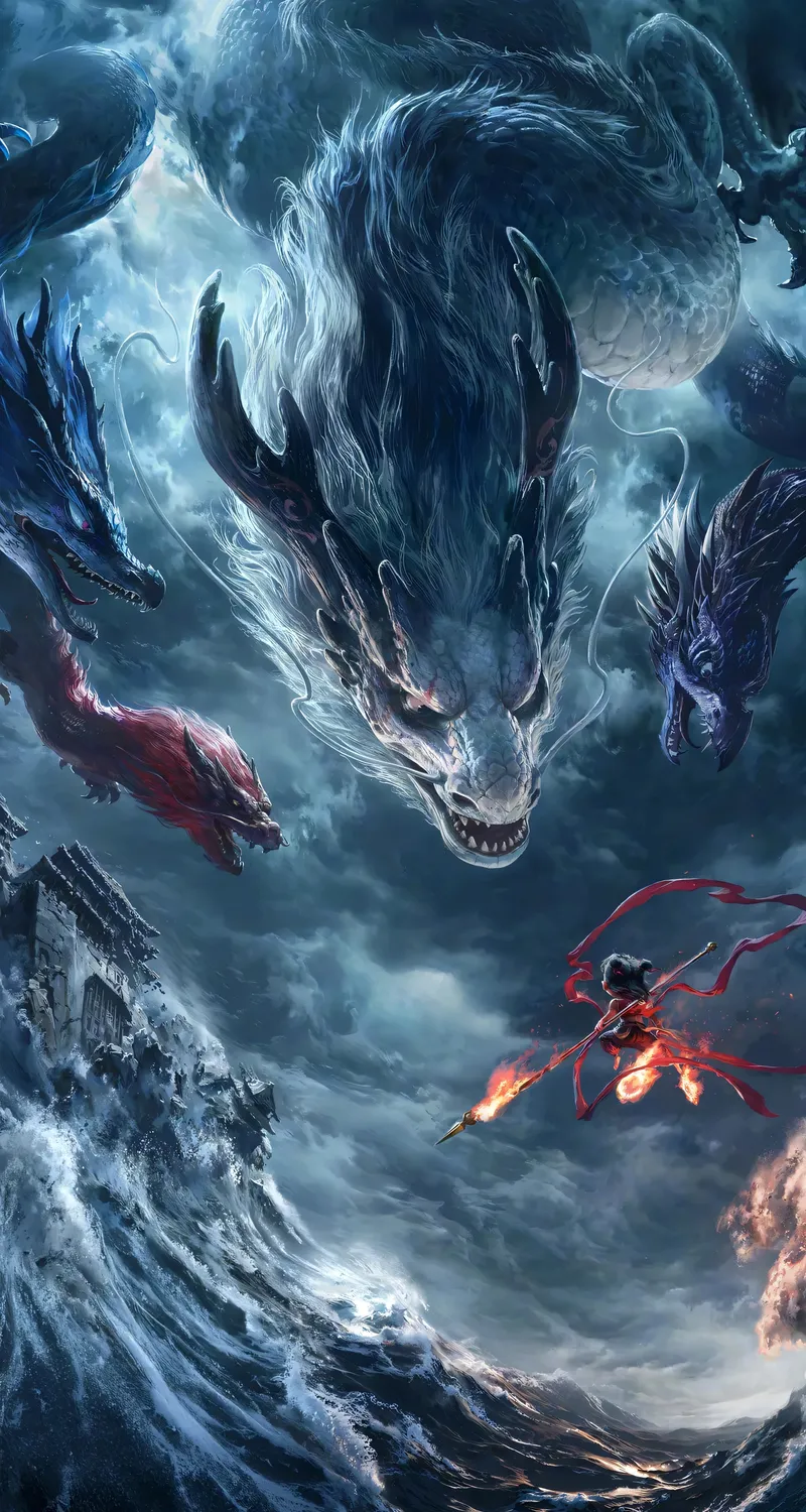 超清龙王 哪吒魔童闹海 海龙 巨龙 东方龙 手机 壁纸 1772×3840