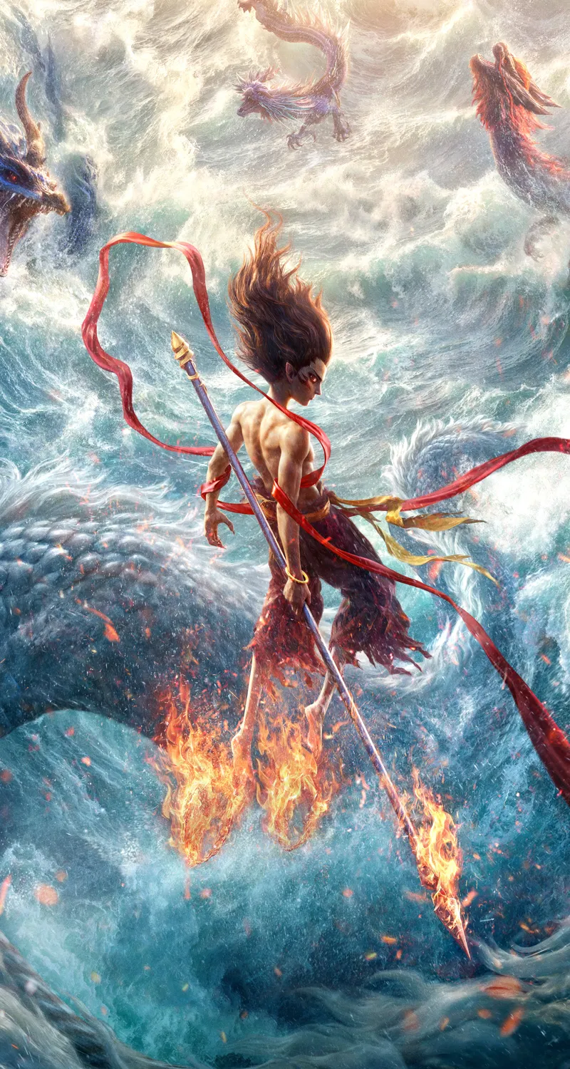 绚丽哪吒 魔童闹海 4K 全屏 手机图片 手机 壁纸 1772×3840