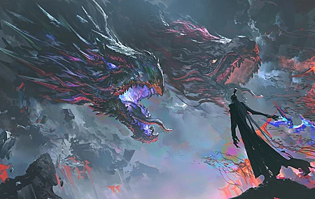 申公豹 龙 绘画 4K哪吒 魔童闹海 壁纸 4845×2400