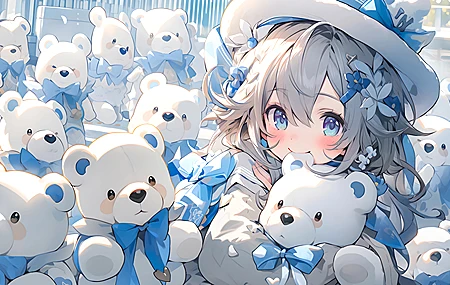 超清可爱 小女孩 帽子 玩具熊 4k 高清壁纸 3840×2160