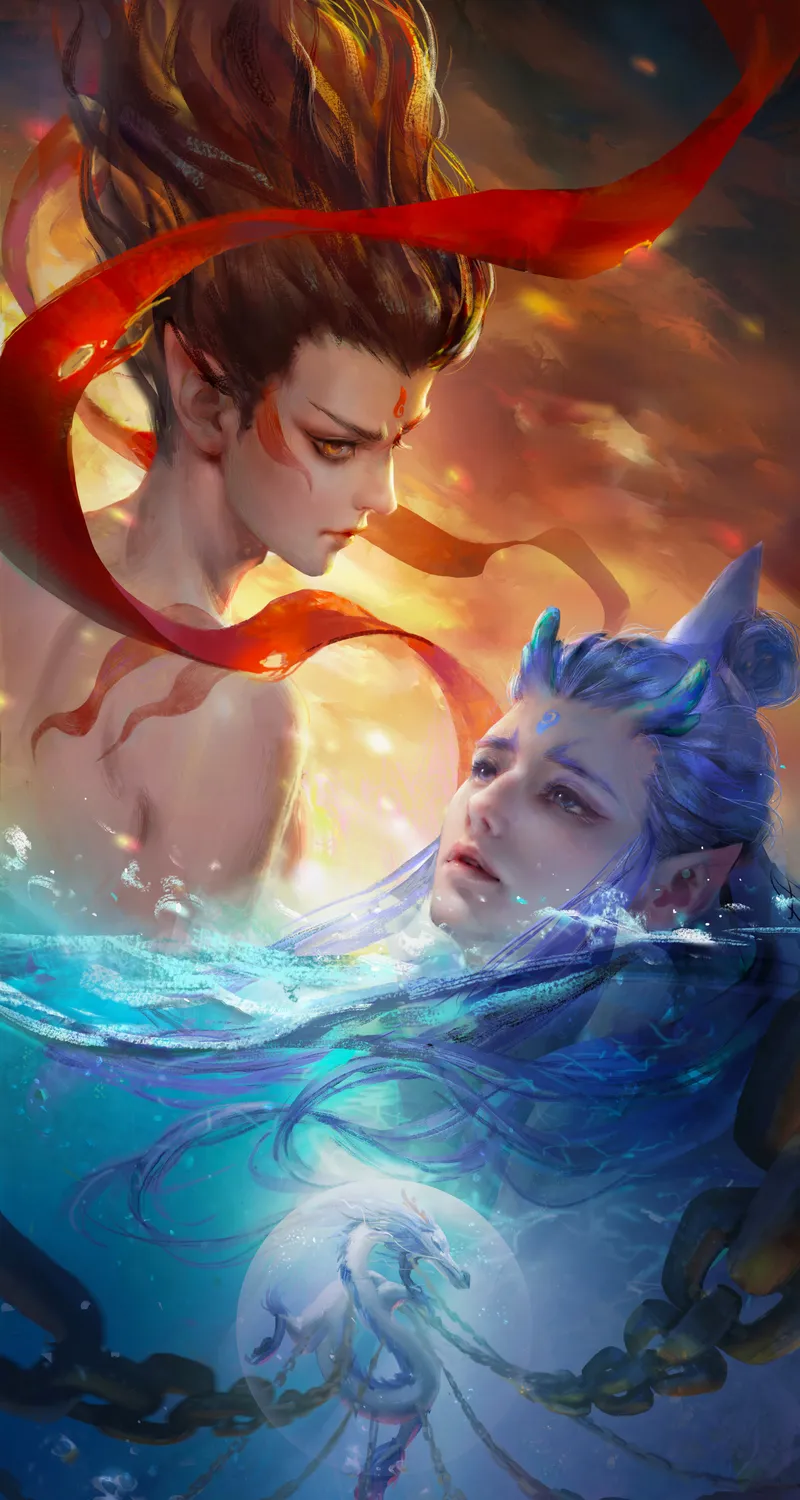 绚丽哪吒 敖丙 混天绫 龙 5k 手机魔童闹海 手机1080P 壁纸 2372×5137