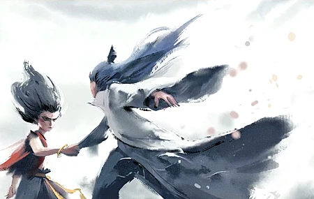 超清哪吒 敖丙 拉手 水墨 带鱼屏魔童闹海 2K 无水印壁纸 3440×1440